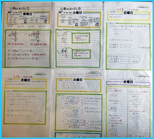 曜日ごとに、指導で達成できたこと